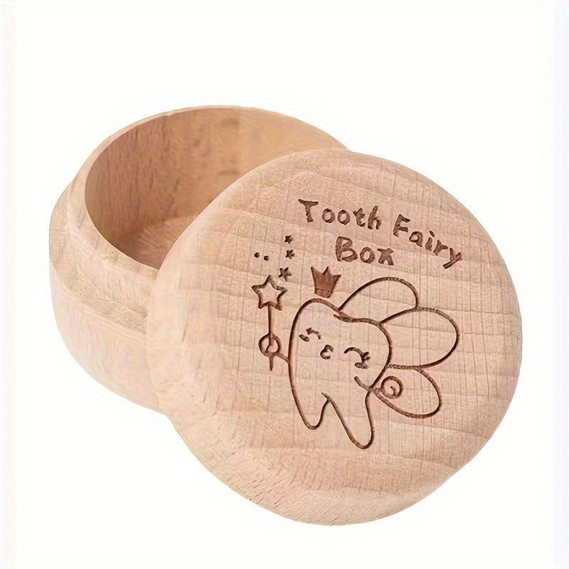 Wooden Tooth Fairy Memory Box for Milk Teeth and Fetal Hair Storage