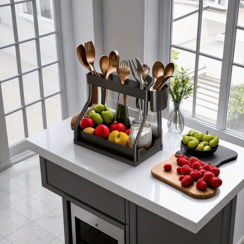 Kengaytiriladigan Edge Dish Rack, ikki qavatli olib tashlanadigan plastinka qabul qiluvchi va tashkilot uchun mo'ljallangan