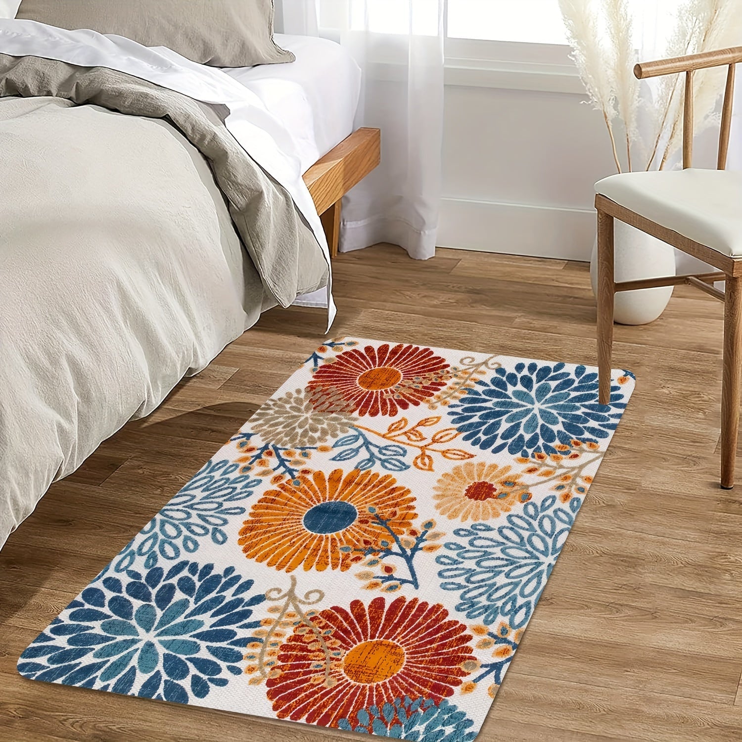 Zamonaviy gullli hudud gilami, yuviladigan, sirpanmaydigan, doiralar dizayni, yashash xonasi yoki kirish uchun