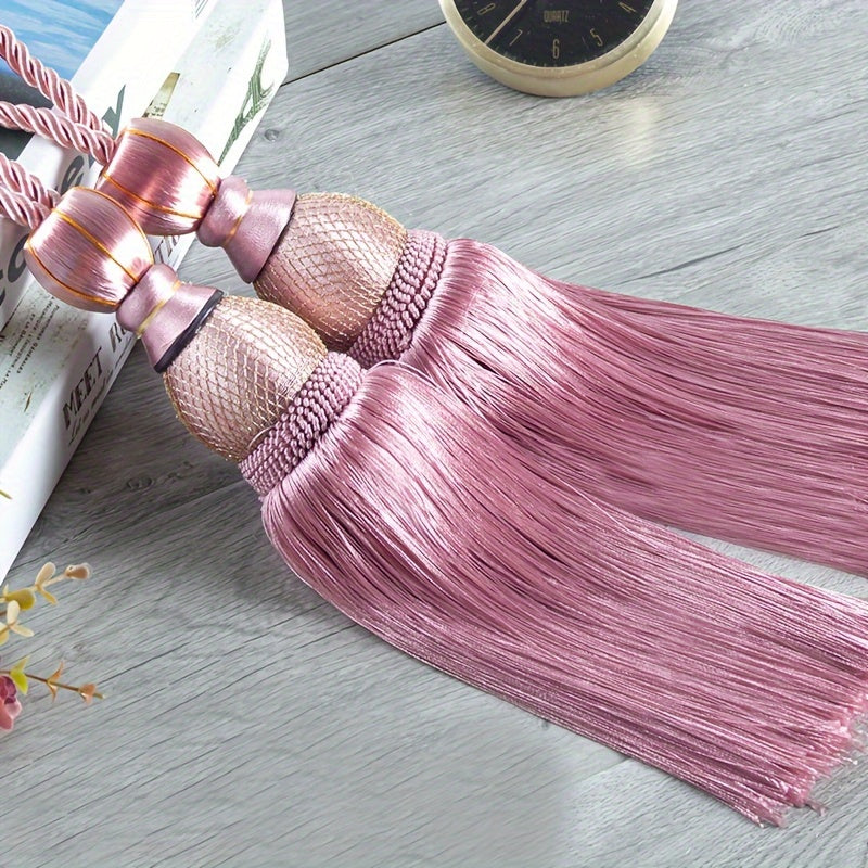 Glam Polyester Curtain Tieback with Tassel Hanging Ball Holdback for Living Room Office Decor