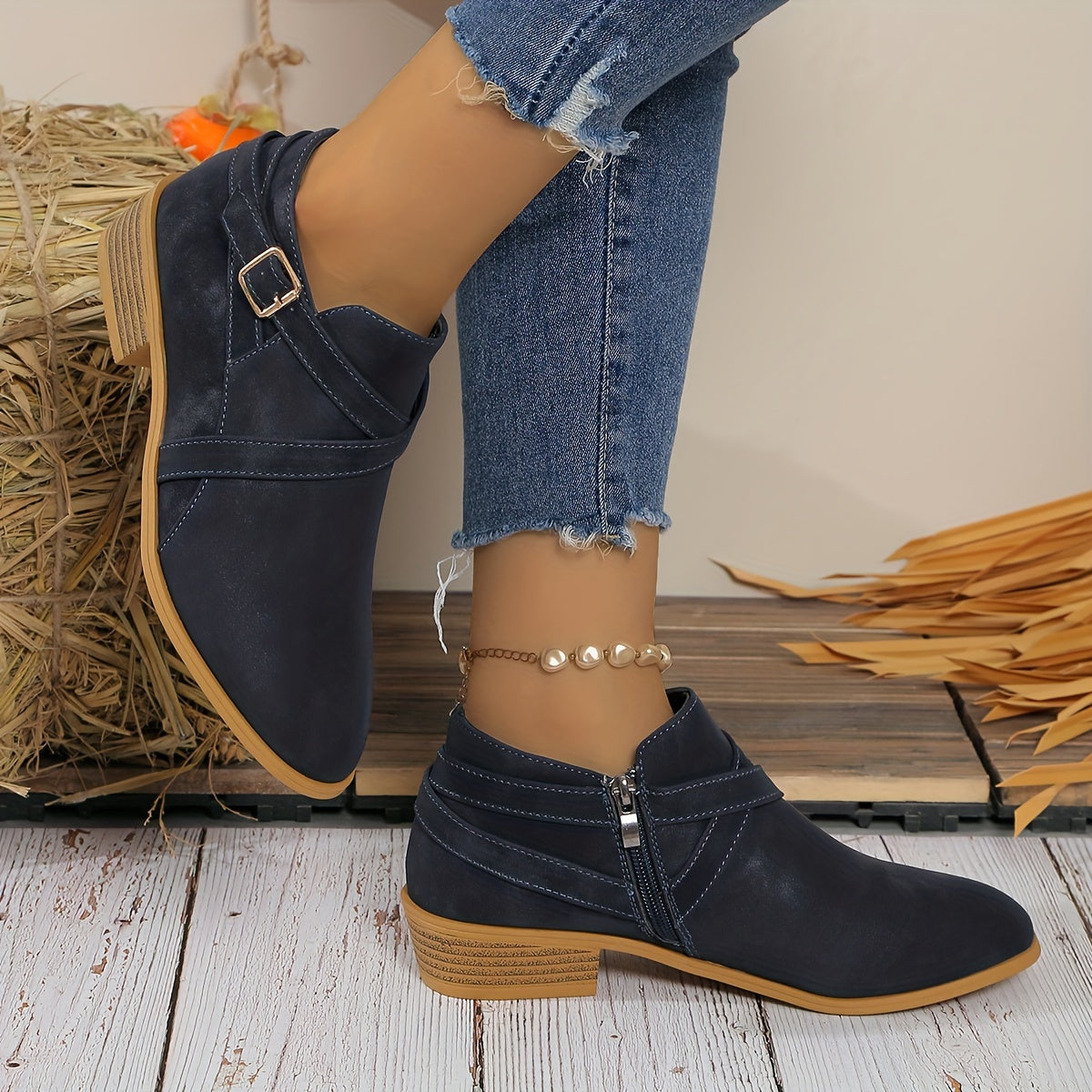 Women's Plus Size Lace-Up Ankle Boots Autumn Winter High-End Leather