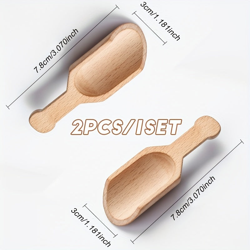 Set of 2 Mini Beech Wood Spoons for Salt Tea Coffee Gift