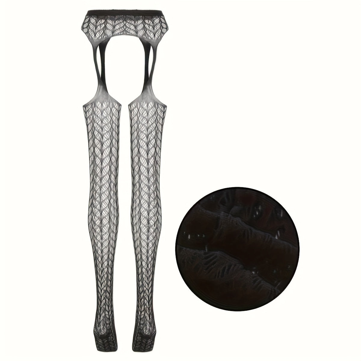 Women's Large Fishnet Pantyhose Set with Garter Belt and Suspender