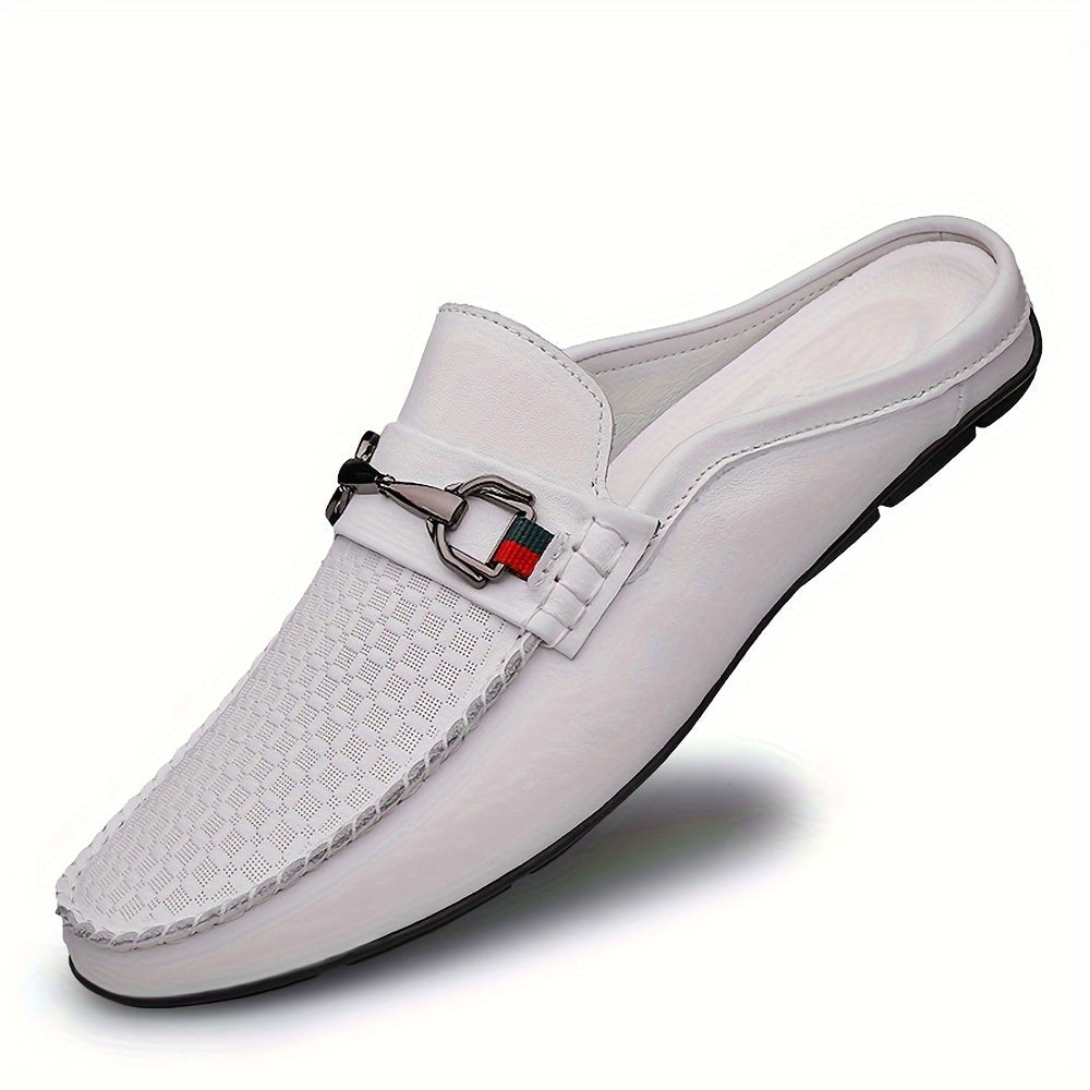 Zapatos mule de cuero de microfibra para hombre, casuales, sin cordones, para interior y exterior, ideales para caminar