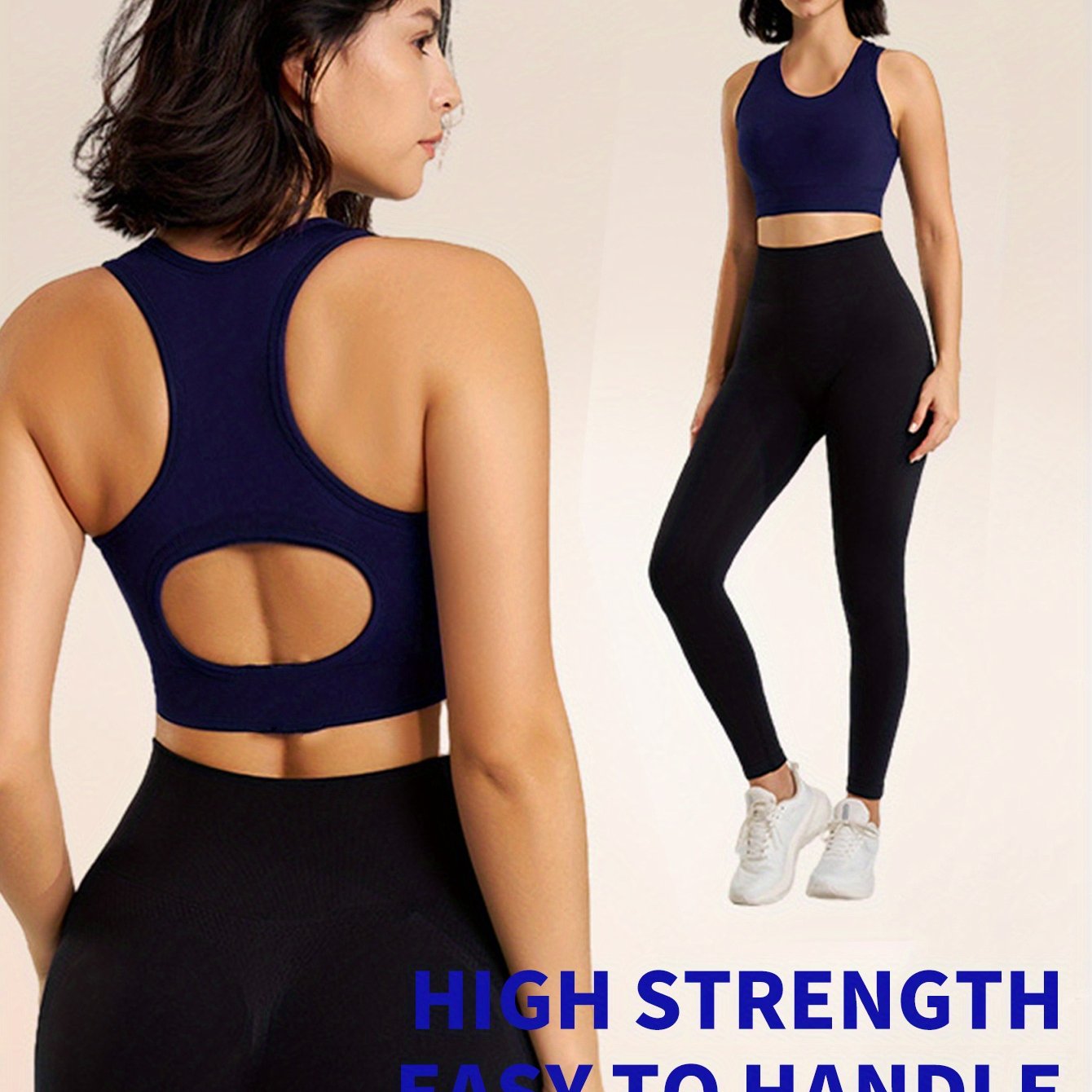 Plus Size Women's Workout Bras Supportive Padded Yoga Running Black Navy