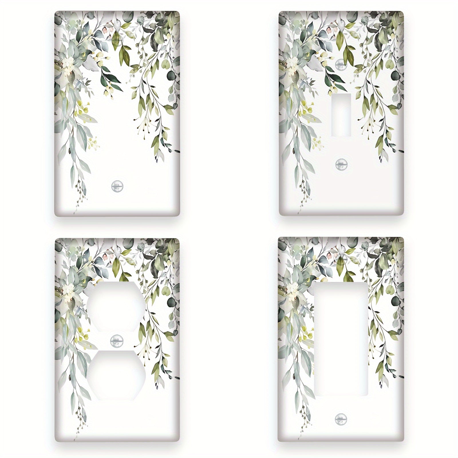 Green Eucalyptus Wall Plate Cover for Light Switch or Outlet Decorative Wall Plate