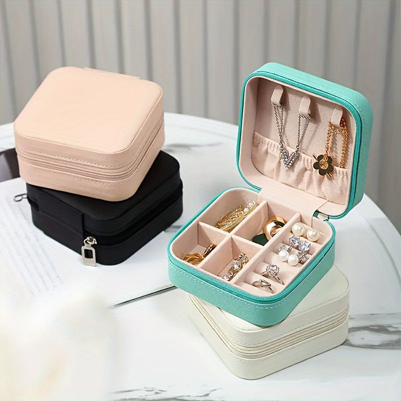 Caja organizadora de joyas de viaje para almacenamiento de collares y anillos