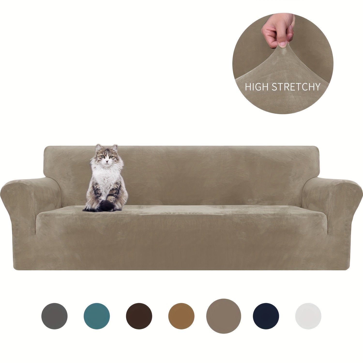Velvet Sofa Cover Elastic Bottom All Seasons Pet Scratch Protection