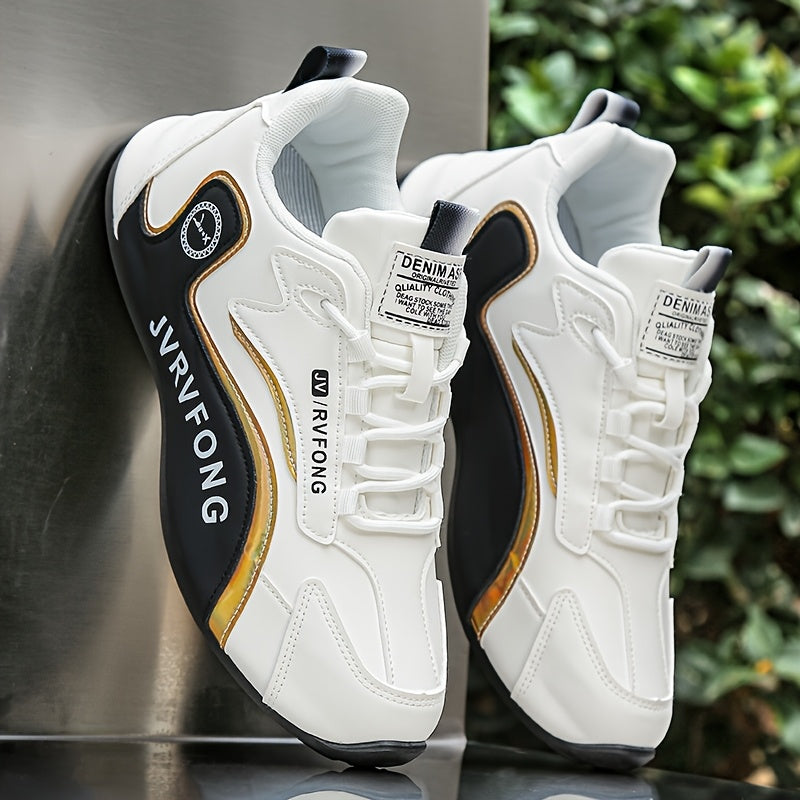 Zapatos casuales de skate para hombre de color sólido, de caña baja, con cordones, tela transpirable, plantilla y suela de PU