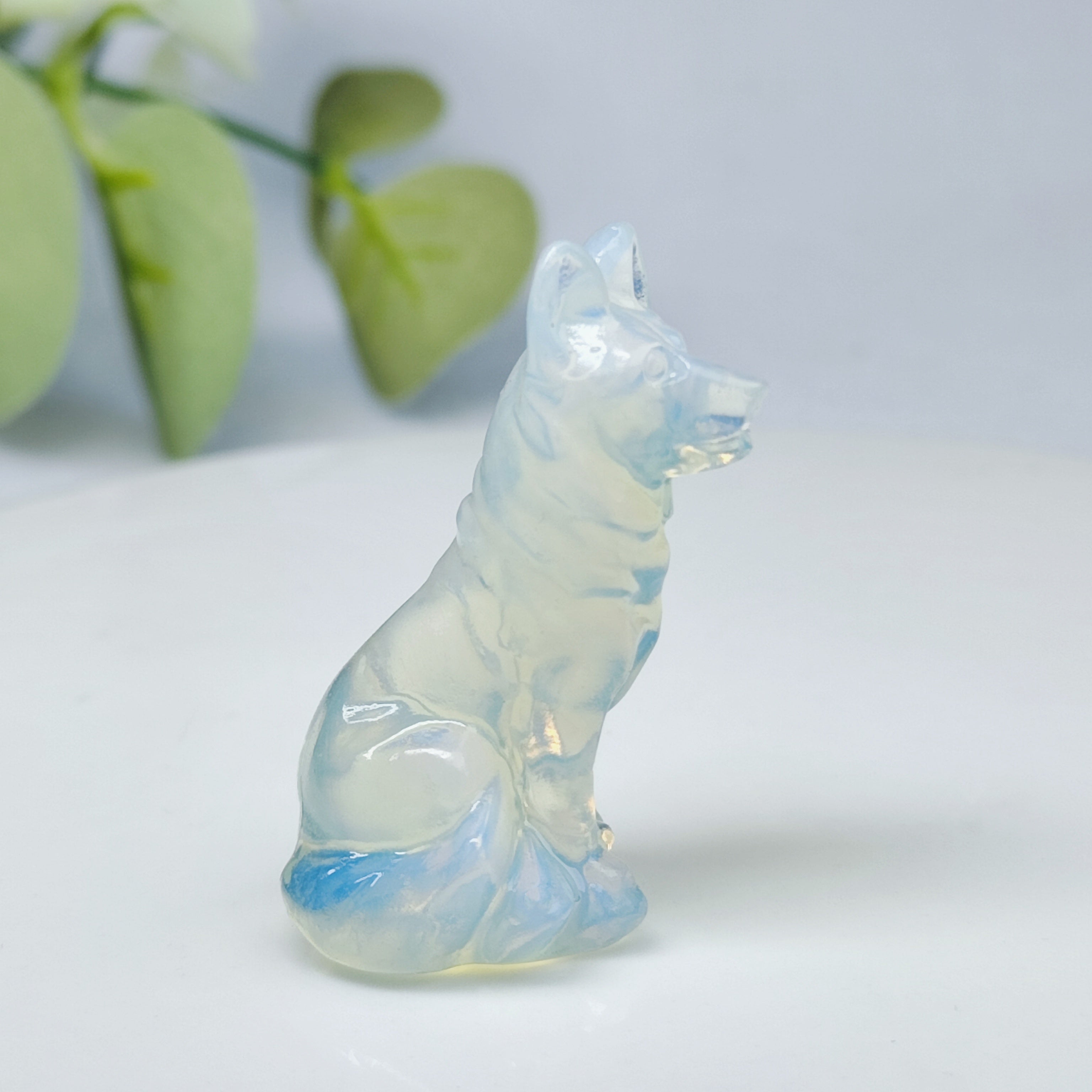 Kristall bilan oymali Bo'ri figuriya, uy bezaklari va sovg'alar uchun hayvon skulpturasi