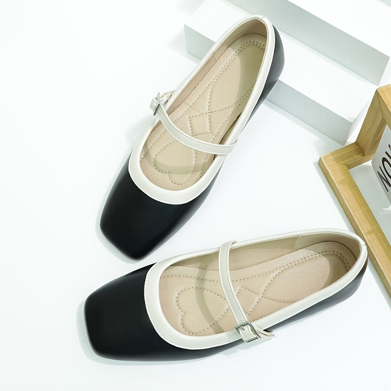 Women's Mary Jane Flats Synthetic Upper Square Toe All-Season