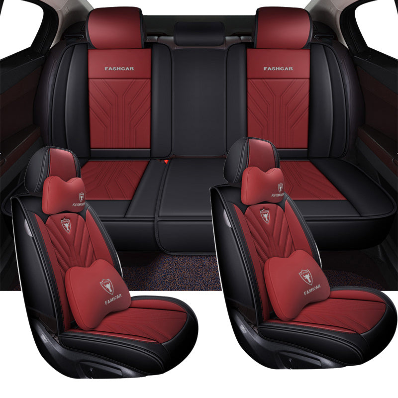 Full Coverage PU Leather Car Seat Covers All-Season Durable Five-Seater
