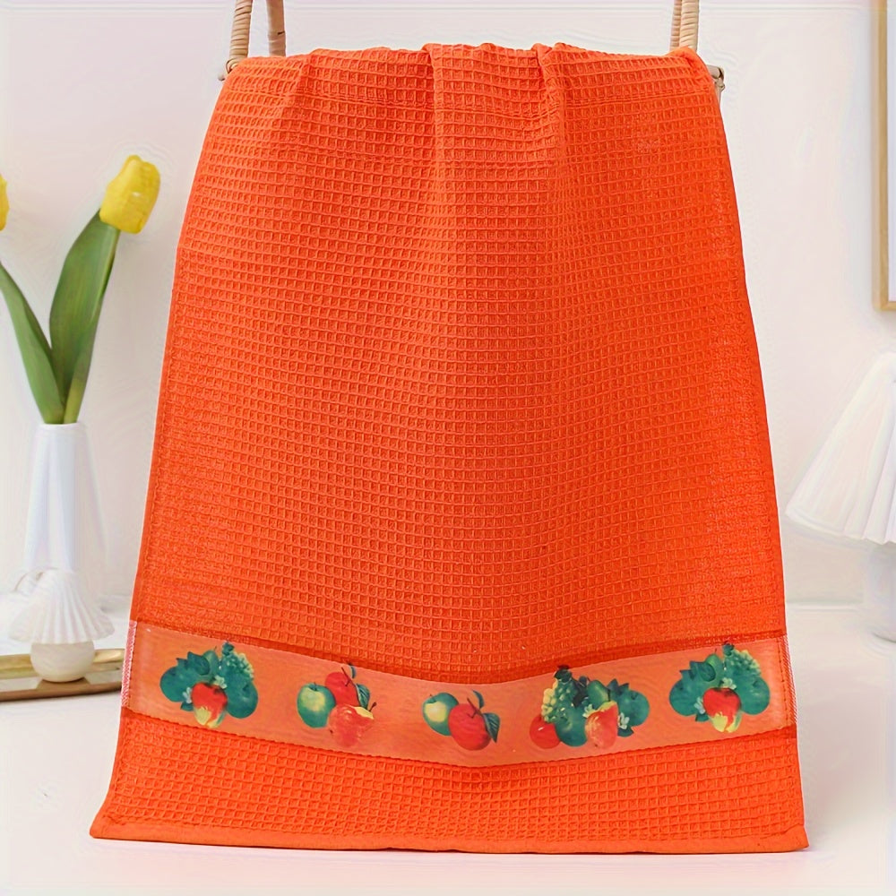 6-Piece Waffle Weave Kitchen Towels Set, Absorbent Dish Cloths, Plaid Design