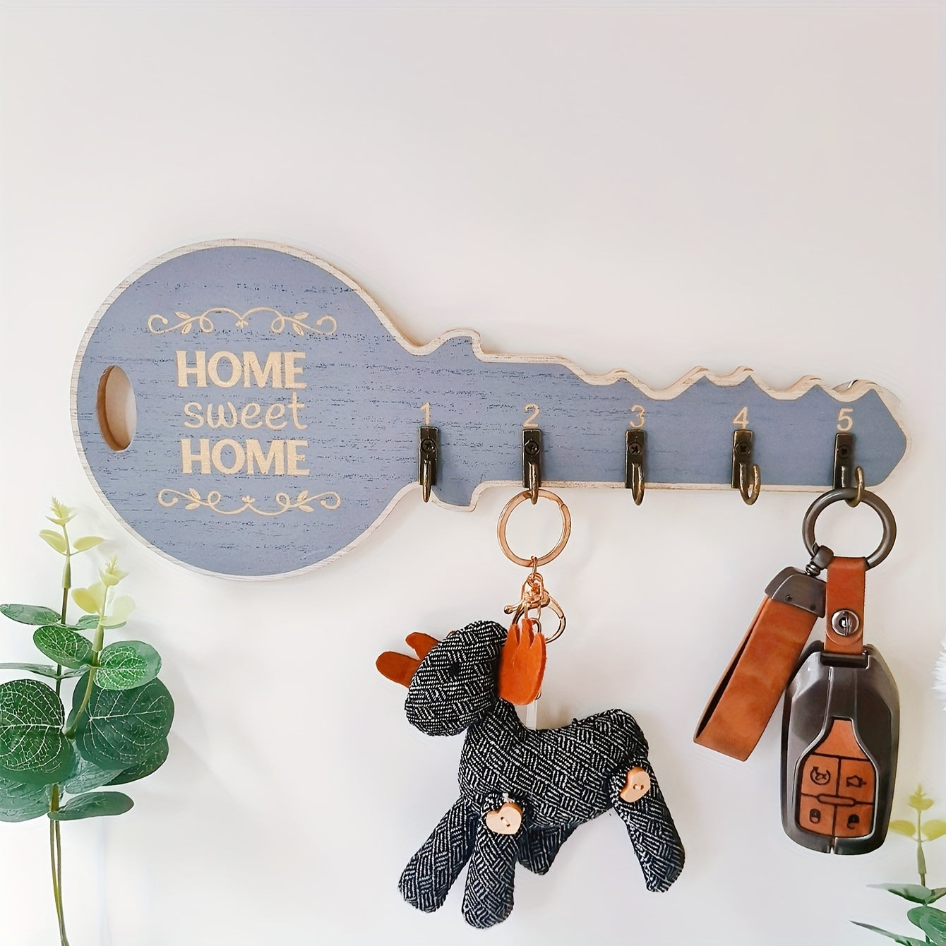 Estantería de pared con ganchos para llaves decoración retro para el hogar organizador de pared estético