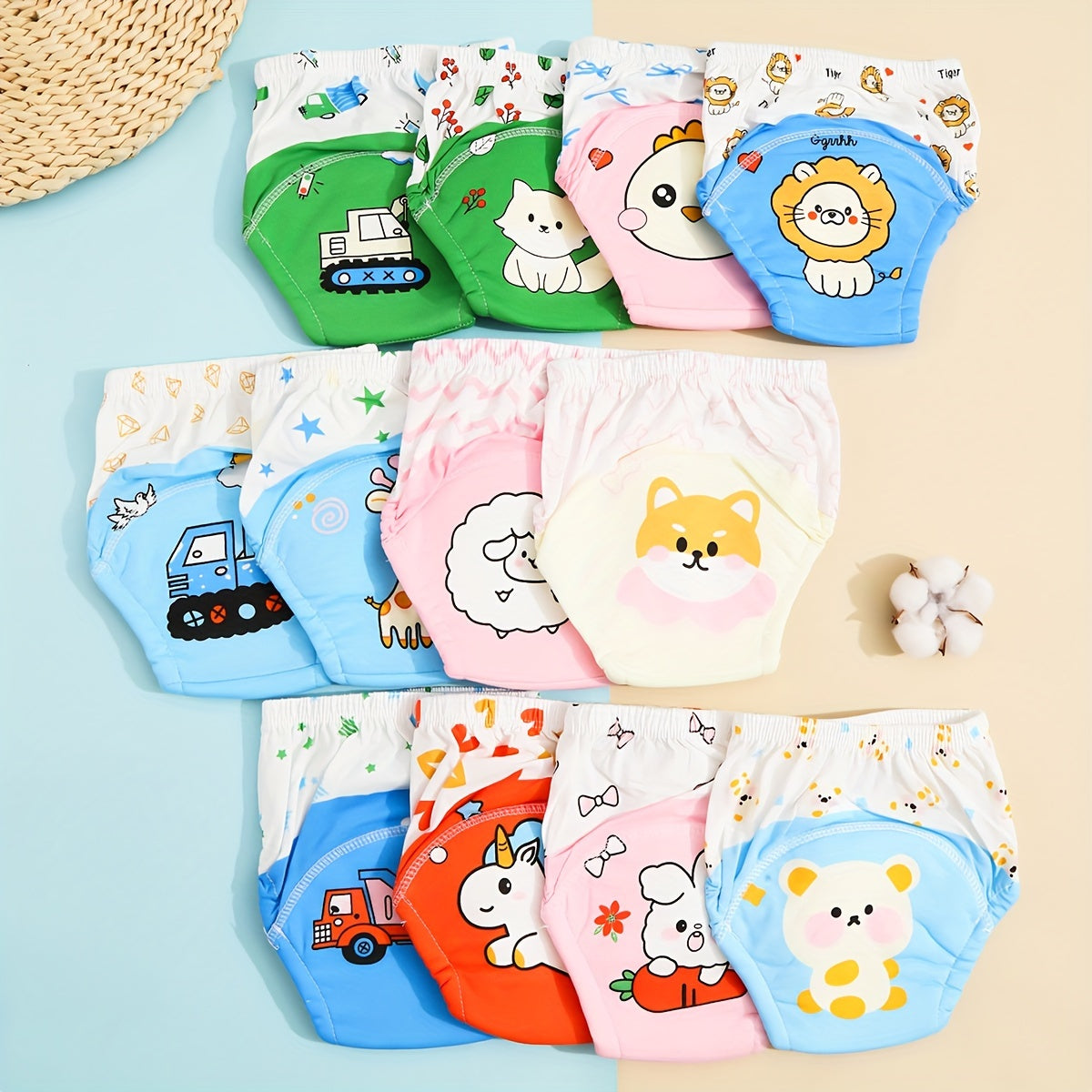 Set of 3 Washable Kids' Training Pants 6-Layer Cloth Diapers for Learning