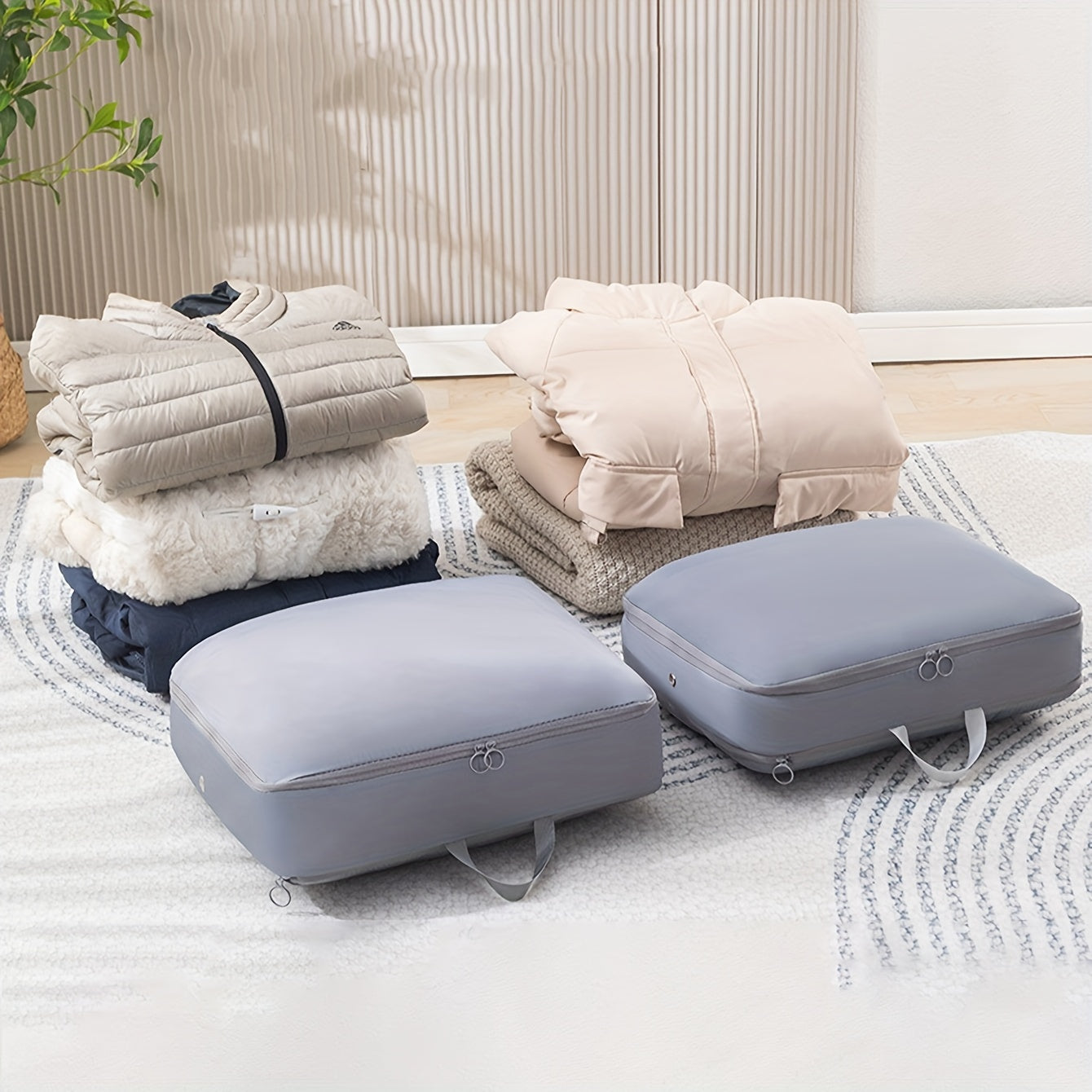 Large Capacity Double Layer Storage Bag for Down Jackets and Quilts