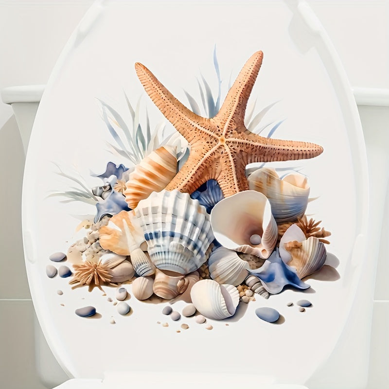 Toilet Seat Decal Summer Beach Design Ocean Theme Easy to Apply