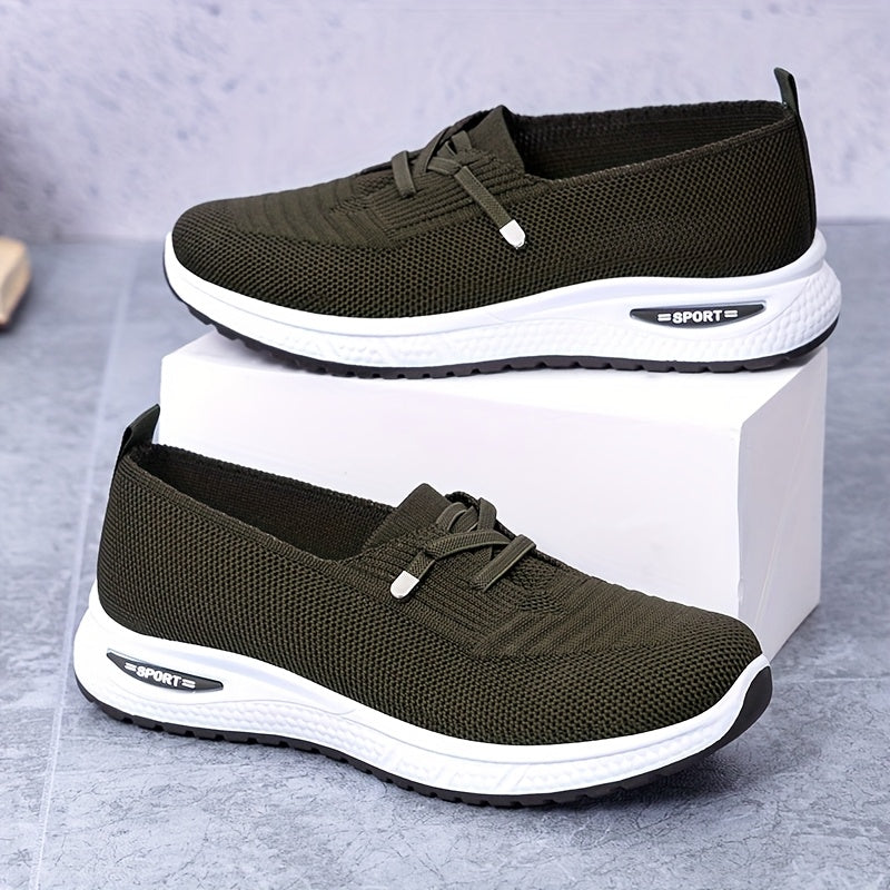 Women's Blue Slip-On Sneakers Breathable Fabric Casual Low Top