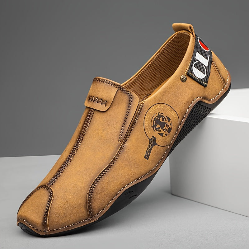 Men's Leather Loafers Slip-On Casual Shoes for Spring Summer Fall Solid Color