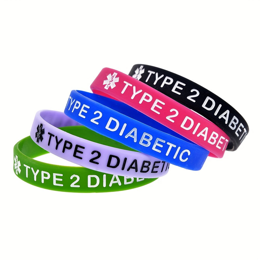 Unisex Silicone Diabetes Medical Alert Ring and Wristband Set