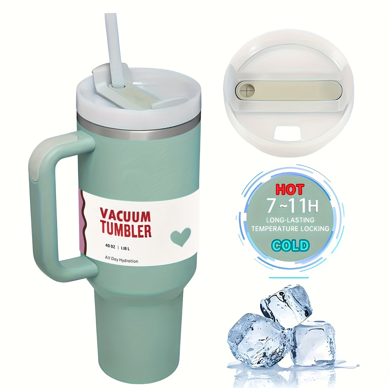 40oz Stainless Steel Travel Mug with Lid and Straw Double Wall BPA-Free Shatterproof Oval Design