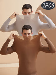 Men's Thermal Top Slim Fit Seamless Knit High Stretch Crew Neck for Fall Winter