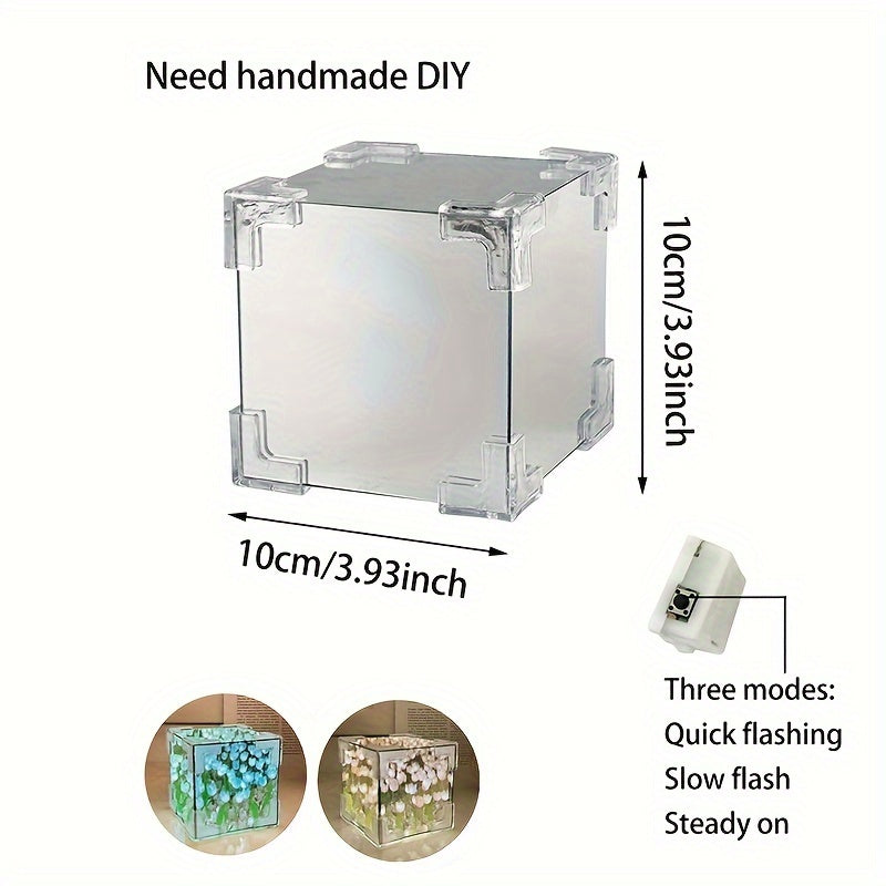 Night Light Kit Modern Floral Cube Design Battery-Powered for Bedroom Living Room Office