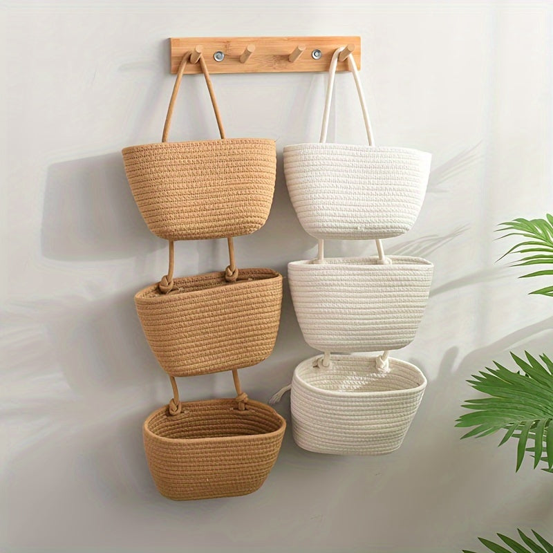 Foldable 3-Layer Wall Hanging Storage Basket for Cosmetics Toiletries Socks