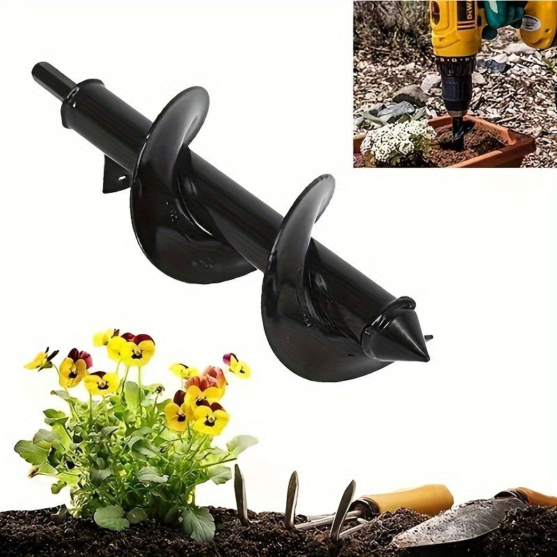 Metal Garden Spiral Drill Bit for Planting No Electricity Needed Solid Steel Auger for Bulbs and Bedding Plants