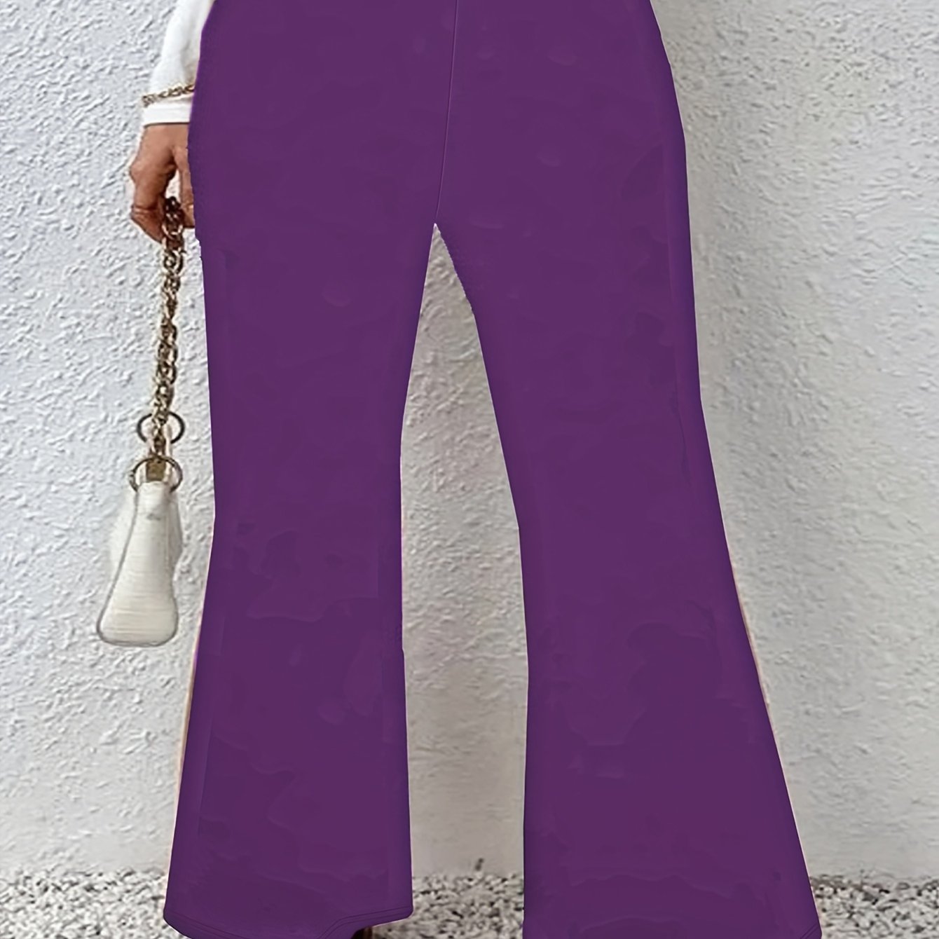 Pantalones de mujer de talla grande con pata ancha y acampanada, pantalones grises con elastano