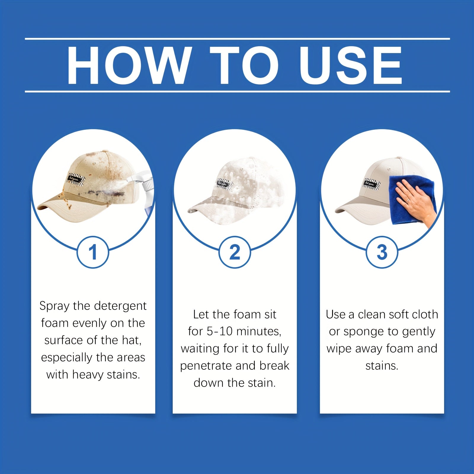 Two Pieces Hat Cleaner Spray Foam Formula No Rinse Odor Eliminator Citric Acid