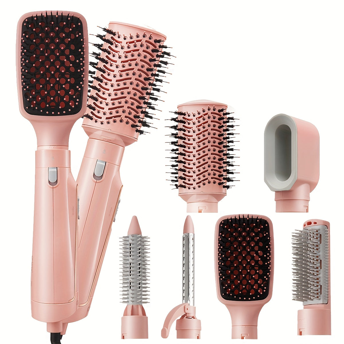 6-in-1 Soch styling to'plami 1200W issiq shamol cho'tkasi tekis temir burilish tayoqchasi tekislashtiruvchi Evropa rozetkasi