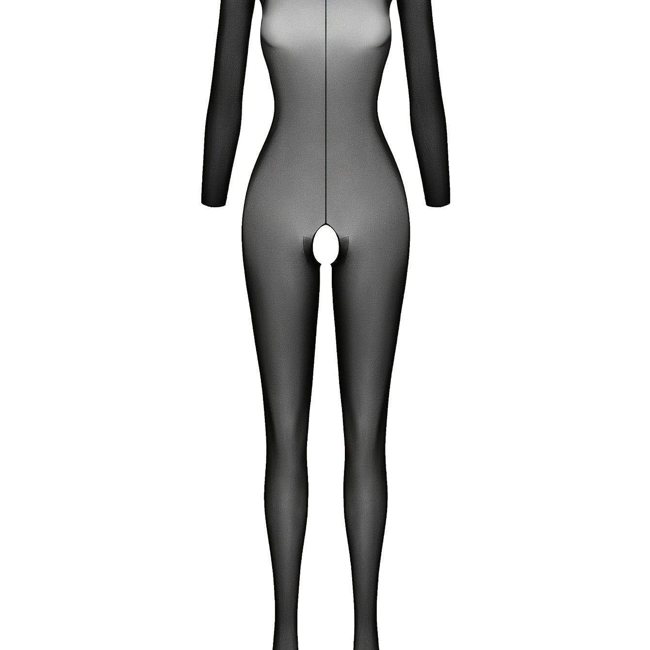 Ayollar uchun yuqori beldagi tarmoq bodi, uzun yenglari bilan, cho'ziluvchan nylon/elastan aralashmasidan tayyorlangan, yaqin kiyim uchun mukammal.