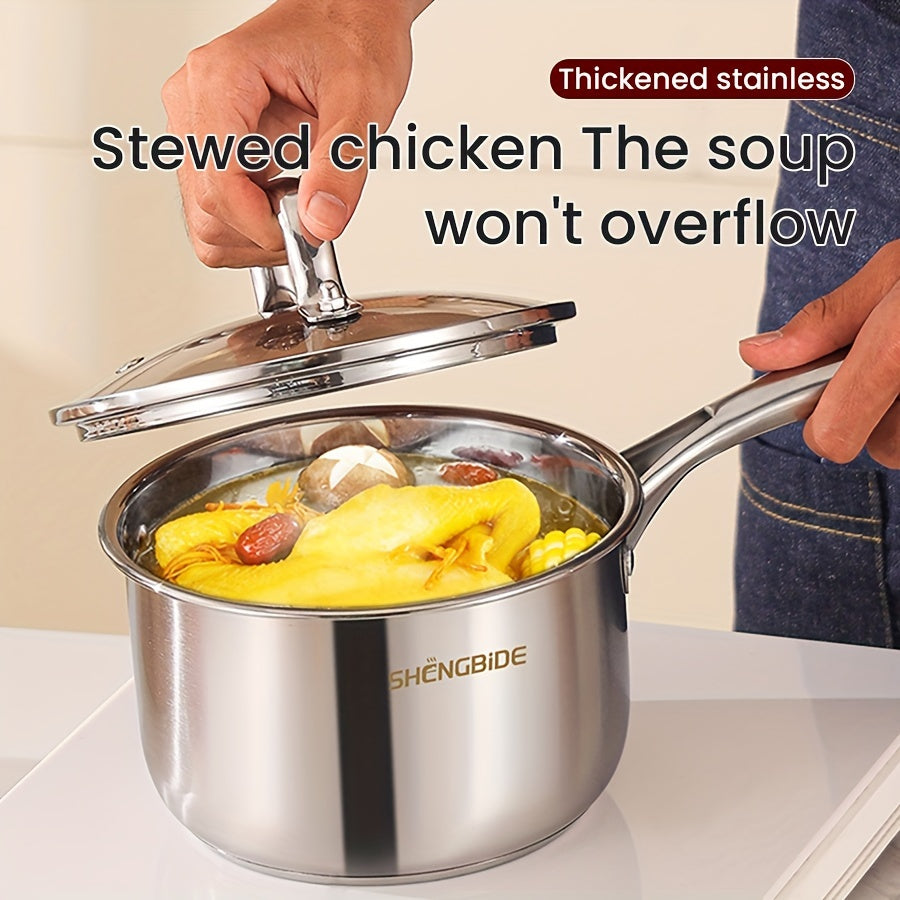 Набор посуды из нержавеющей стали на 12 предметов с кастрюлями, сковородой, соусником и крышками