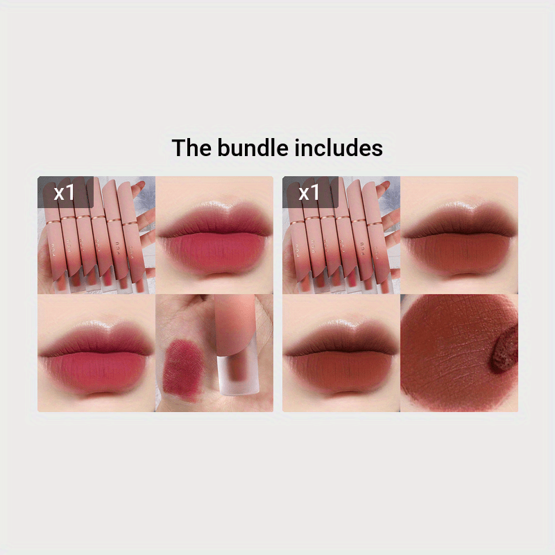 Bálsamo labial mate para mujer, de larga duración, a prueba de agua, tonos nude y rojos