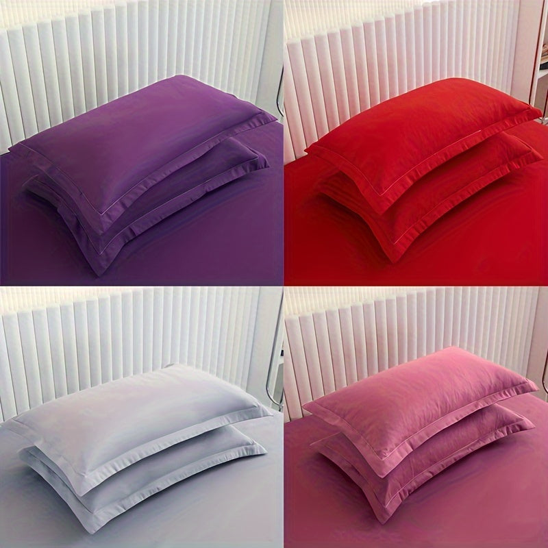 Set of 2 Solid Color Pillowcases Breathable Soft Skin-Friendly for Bedroom Sofa
