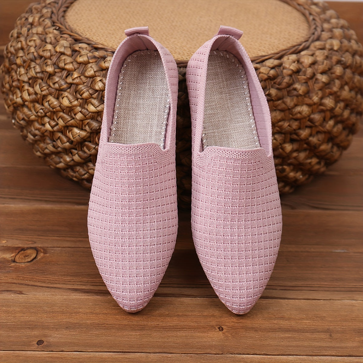 Women’s Breathable Fabric Flat Shoes Casual Pointed Toe Loafers