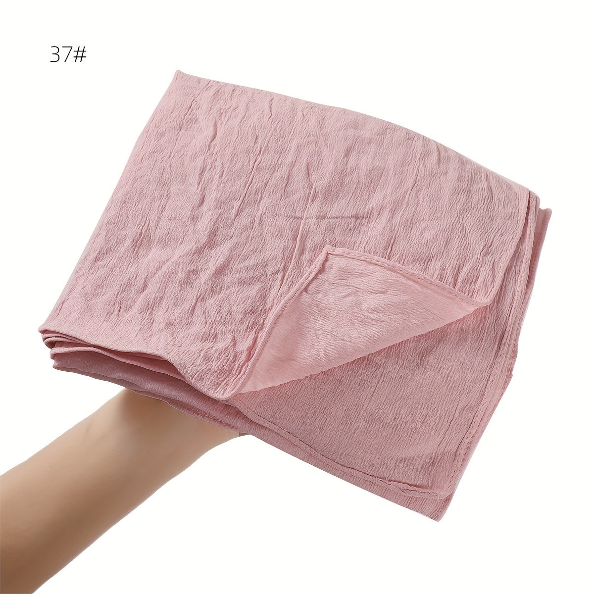 Breathable Muslim Women Hijab Solid Color Casual Crinkled Texture Sun and Wind Protection