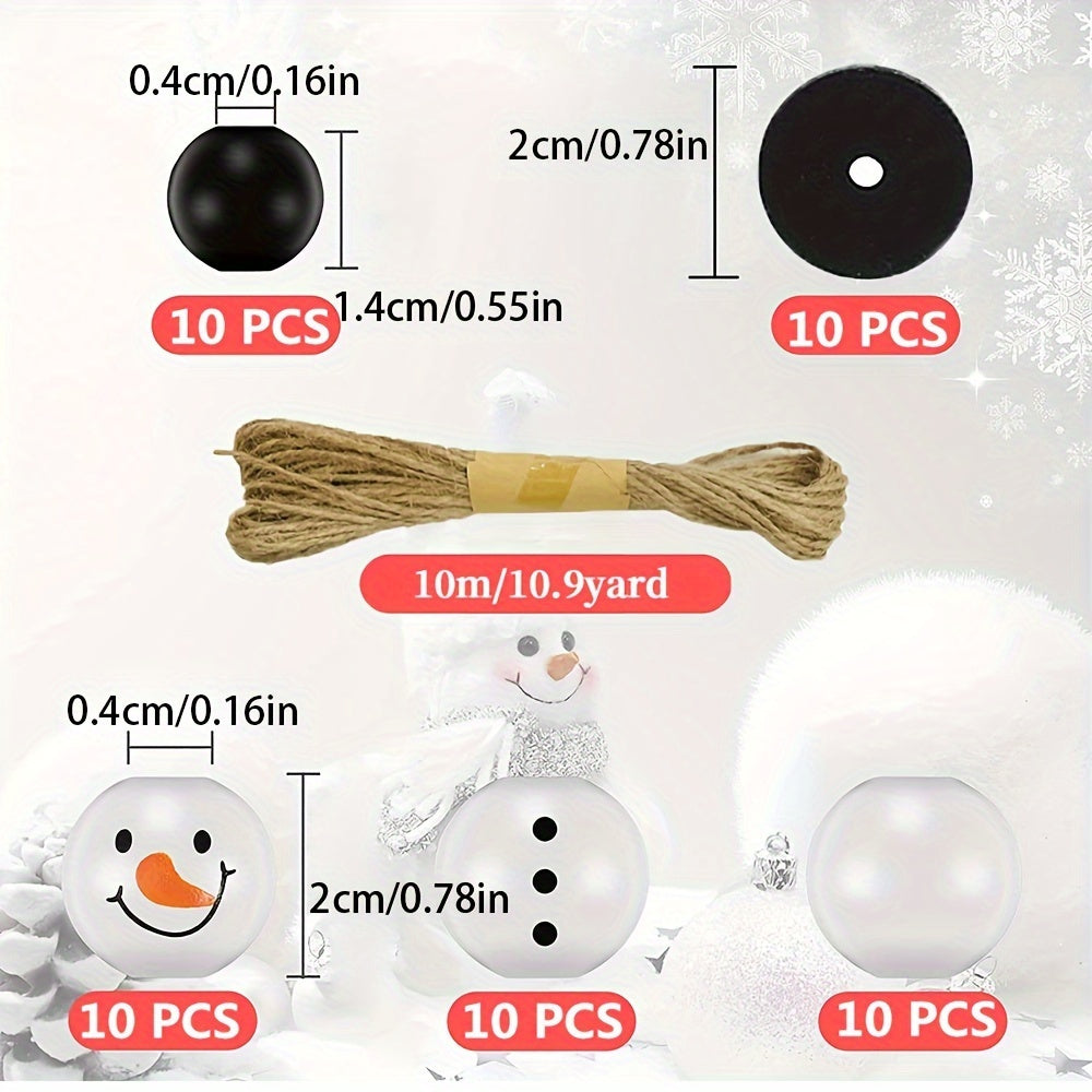 Wooden Bead Craft Kit for DIY Jewelry Making Includes Snowman Beads and String