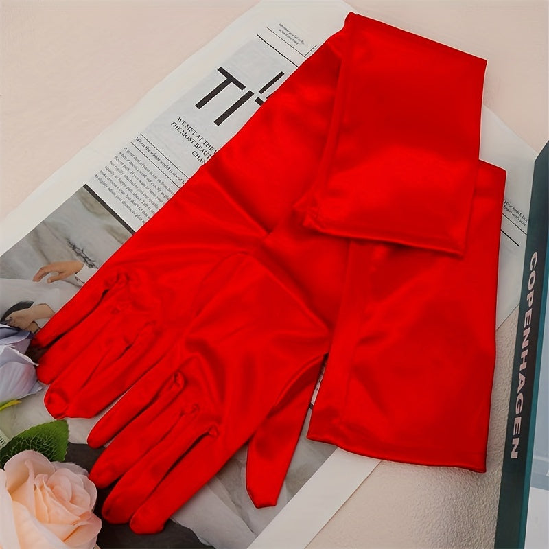 Set of 4 Satin Gloves for Women Wedding Party Costume Accessories