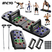 Folding Push-Up Board with Resistance Bands for Chest Muscle Strength Black