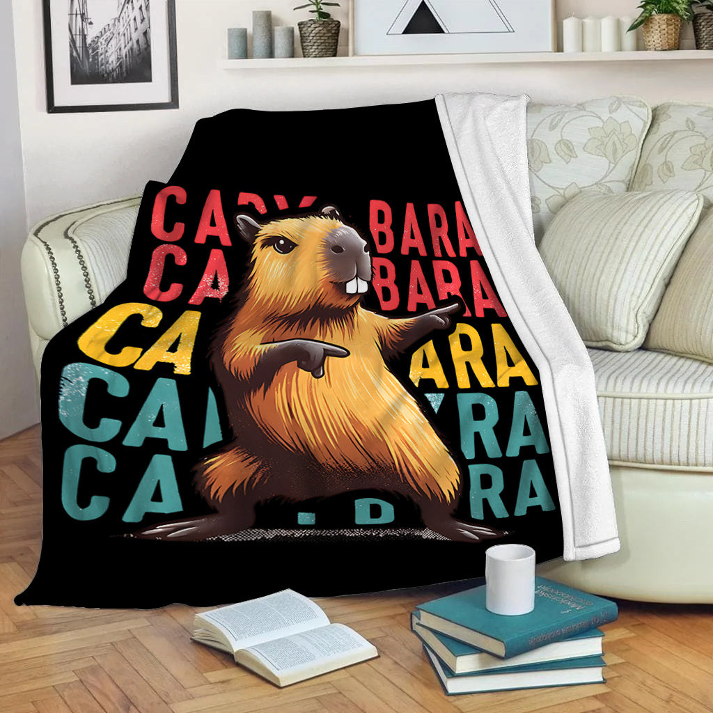 Cozy Flannel Throw Blanket with Rock Capybara Design for Kids and Adults, All-Season Plush Bed Couch Travel
