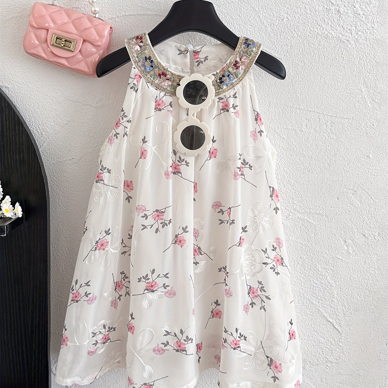 Girls Summer Floral Sleeveless Dress for Girls Casual Party and Daily Wear