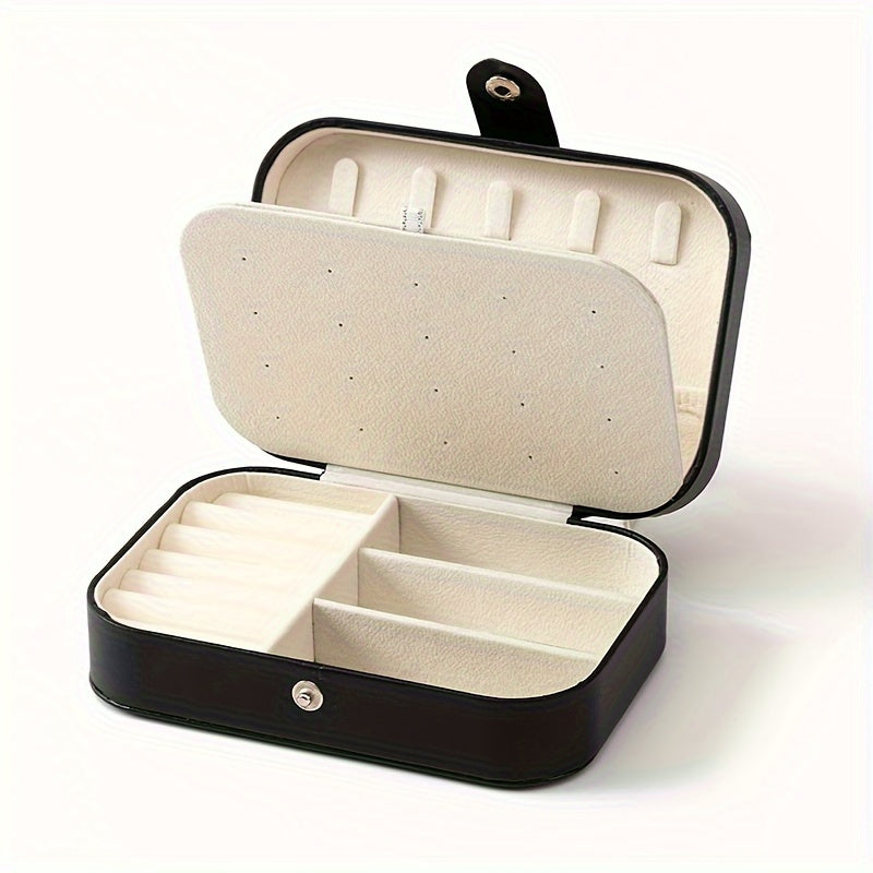 Caja organizadora de joyas de cuero sintético con exhibición ajustable y removible para viajes y almacenamiento