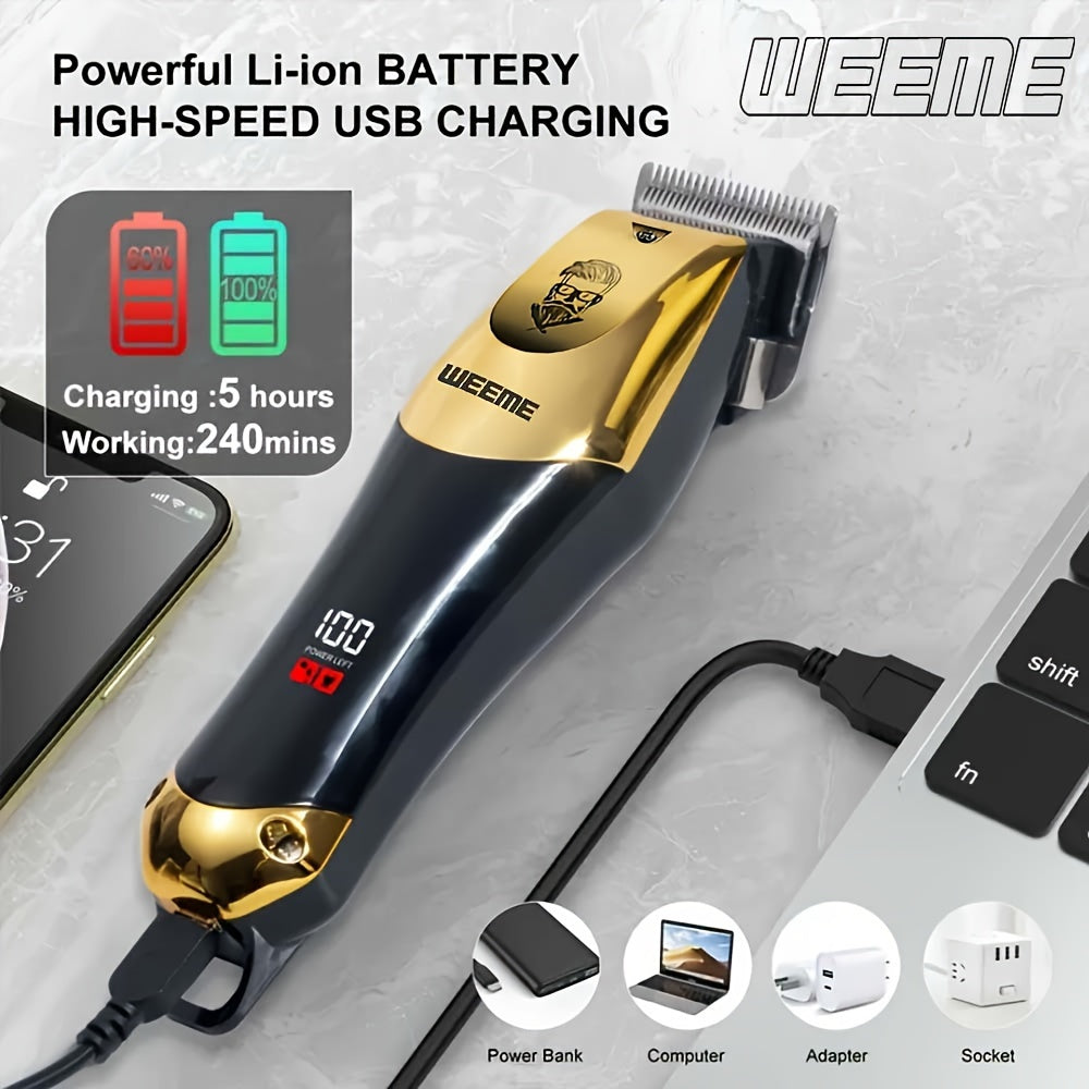 Electric Hair Clipper with Ceramic Blade Rechargeable USB Charging for Haircuts Shaving and Grooming