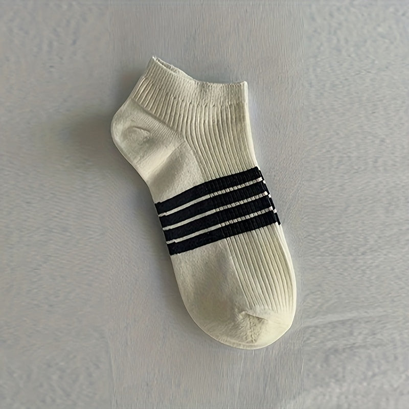 Men's Athletic Ankle Socks 5 Pairs Breathable Sweat-Absorbent Polyester Blend with Odor Control