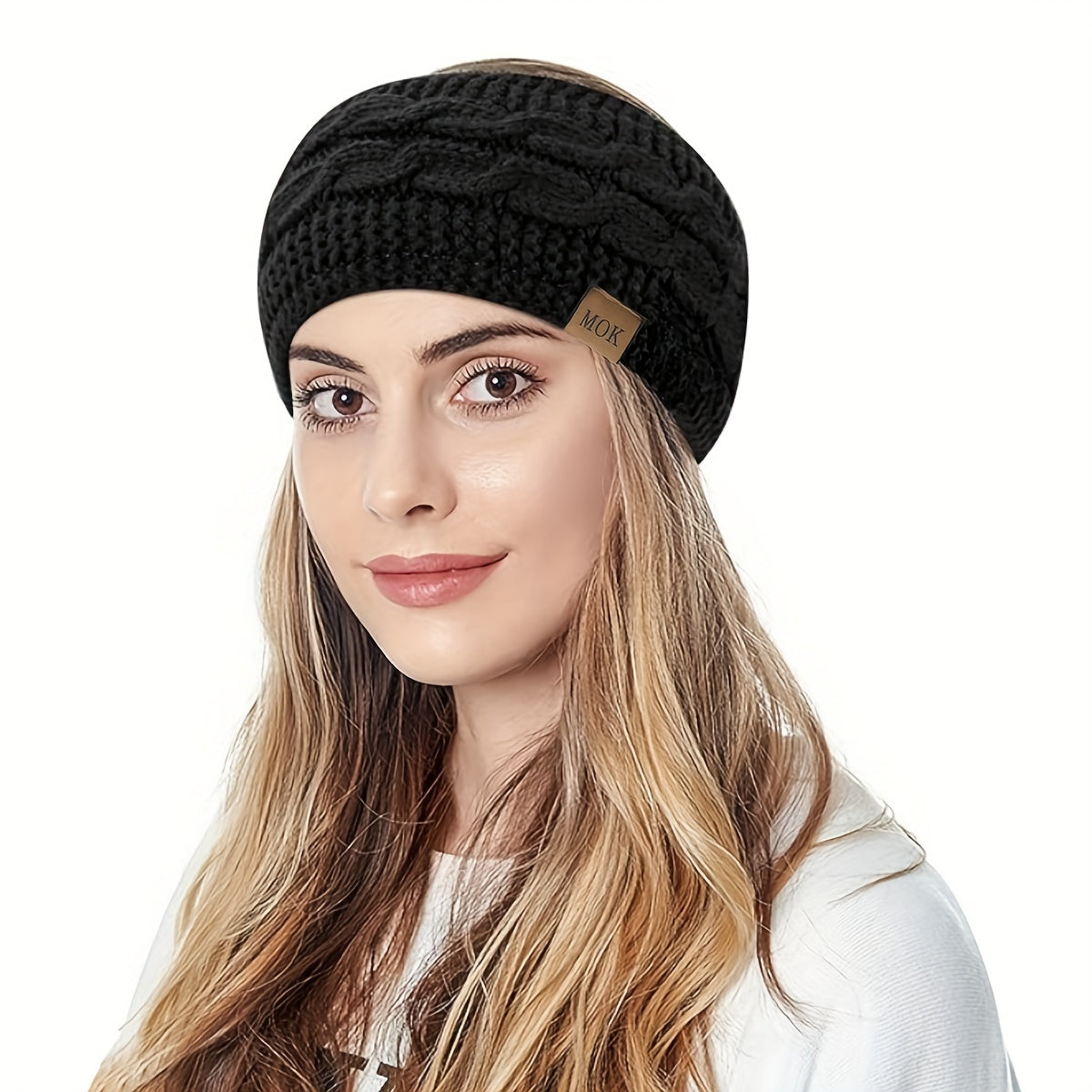 Праздничная зимняя повязка на голову с объемным вязаным узором и теплым мягким ощущением - только ручная стирка - растягивающаяся - ушные теплые для женщин - идеальные подарки для нее