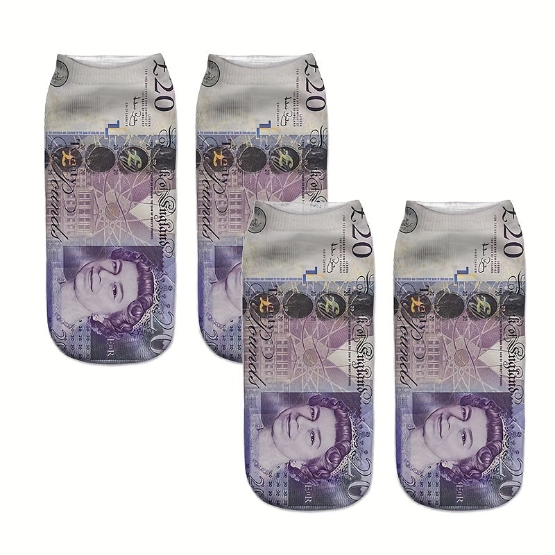 Men's Novelty Currency Pattern Socks Polyester Geometric Fun Gift