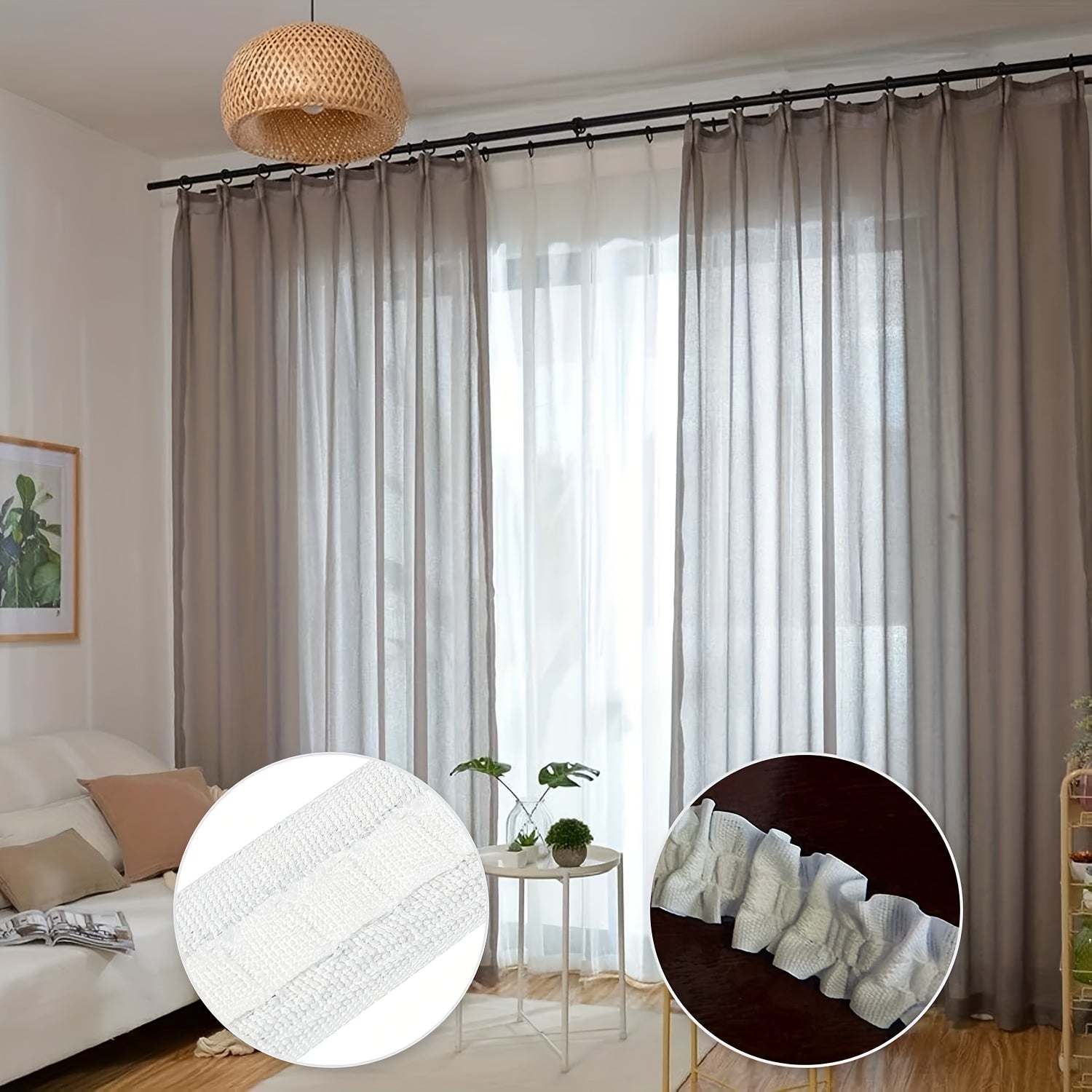 White Pleated Curtain Tape 30 Meter Roll Elastic for Curtains and Home Decor