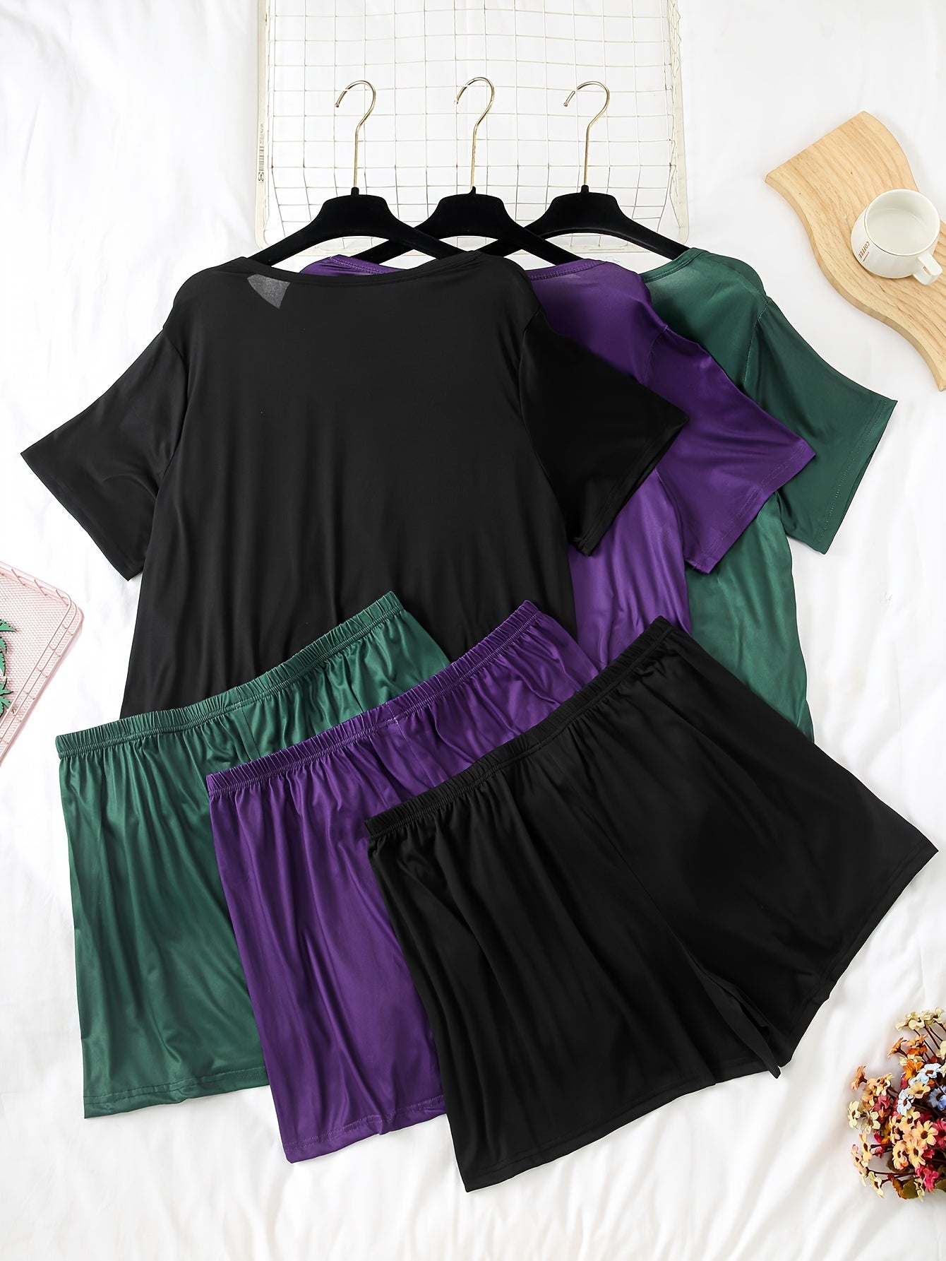 Women's Plus Size Pajama Set Double Short Letter Iron-On Loungewear